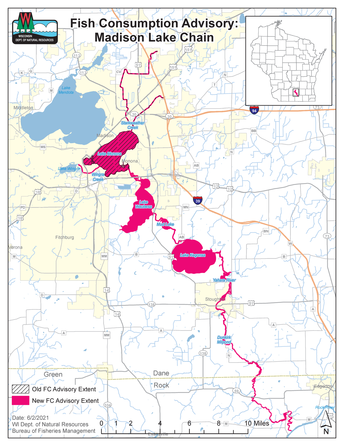 Map of fish consumption for Madison Lake Chain 