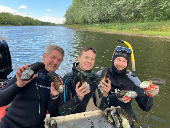 biologists display 100+ year old spectacle case mussels found in the St. Croix River