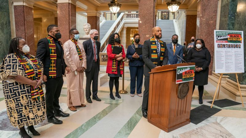 The Wisconsin Legislative Black Caucus kicked off Black History Month with a Capitol event Feb. 1, 2022. Photo from the Legislative Black Caucus' Facebook page.