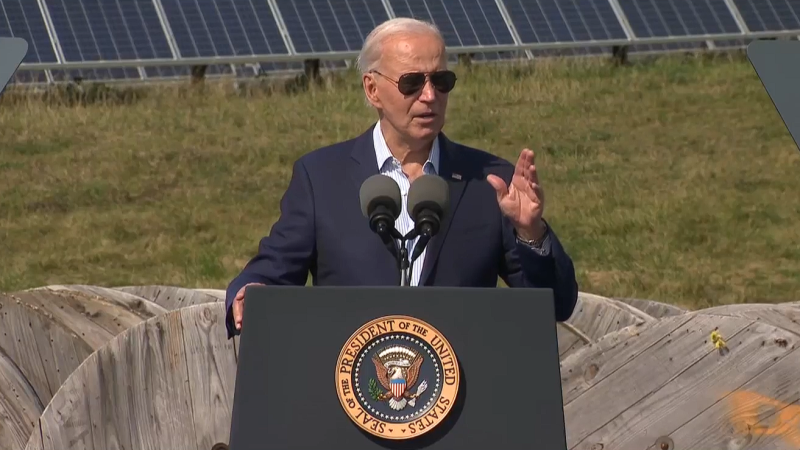President Joe Biden speaks in Westby, Wisconsin, Sept 5, 2024. Photo by Gregg Hoffmann for WIsPolitics.