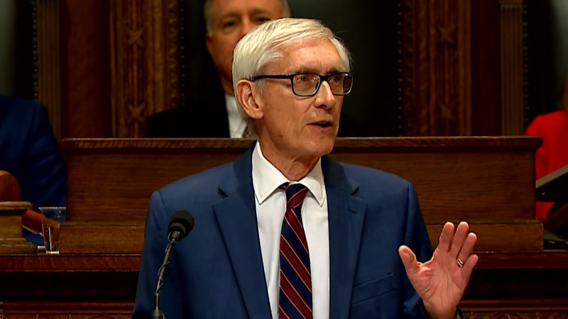Gov. Tony Evers delivers the State of the State address, Jan. 22, 2025, in the Assembly Chamber. Screenshot from governor's office YouTube stream.