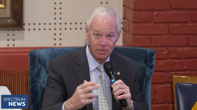 U.S. Sen. Ron Johnson speaks at a WisPolitics/State Affairs Pro-Wisconsin breakfast in Washington, D.C. Screenshot from Spectrum News video.