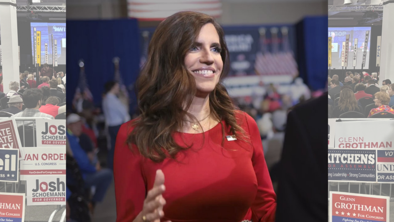 South Carolina Congresswoman Nancy Mace addresses the 2025 WisGOP convention in Rothschild, May 17. Mace photo via @NancyMace X account.