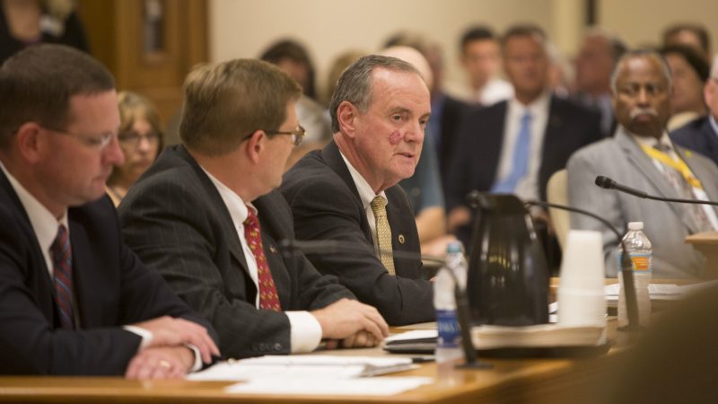 Mark Hogan, secretary and CEO of the Wisconsin Economic Development Corporation, speaks during the public hearing of the Foxconn bill at the state Capitol on Aug 3, 2017 in Madison, WI. PHOTO BY SAIYNA BASHIR