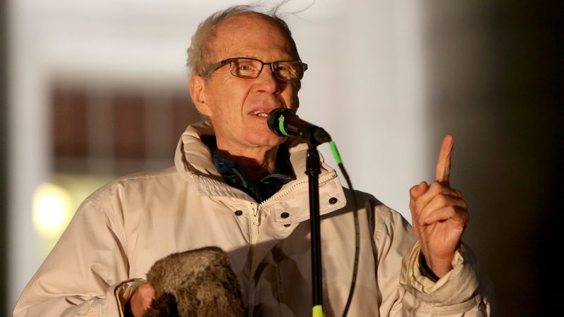 Doug La Follette, state secretary, speaks during a #RESPECTMYVOTE rally outside the State Capitol in Madison, on Monday, December 3, 2018. PHOTO BY MICHELLE STOCKER