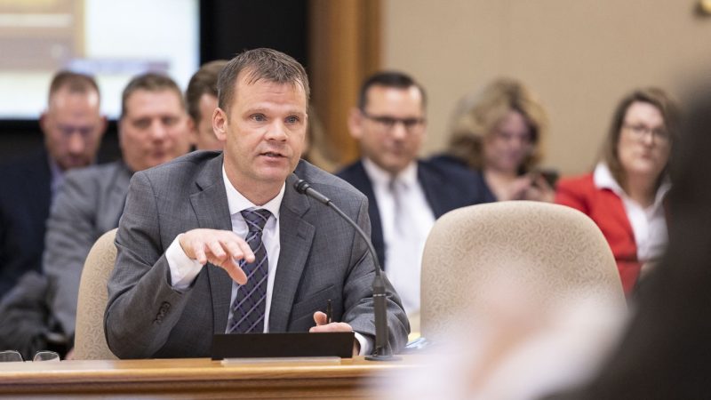 Senate Majority Leader Devin LeMahieu, R-Oostburg, testifies during an April 25, 2023, hearing. Wisconsin Legislature photo.