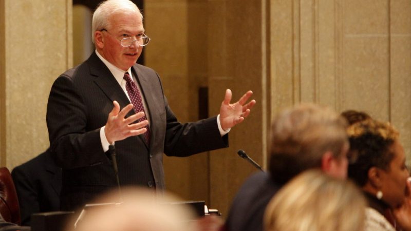 Sen. Fitzgerald speaks as the Senate debates the right-to-work bill in the Senate Chambers in the State Capitol, in Madison, on Tuesday, February 24, 2015. photo by Michelle Stocker