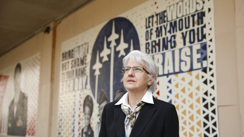 Mary Kolar, secretary of the Wisconsin Department of Veterans Affairs, is pictured outside of the Veterans Museum in Madison, on Friday, June 4, 2021. Photo by Ruthie Hauge, The Capital Times.