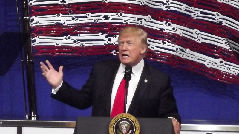 President Trump speaks at Snap-on in Kenosha, Wis., on April 18, 2017. Photo by David Wise, WisPolitics.com.