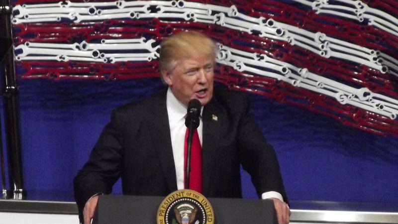 President Trump speaks at Snap-on in Kenosha, Wis., on April 18, 2017. Photo by David Wise, WisPolitics.com.