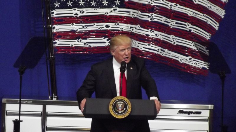 President Trump speaks at Snap-on in Kenosha, Wis., on April 18, 2017. Photo by David Wise, WisPolitics.com.